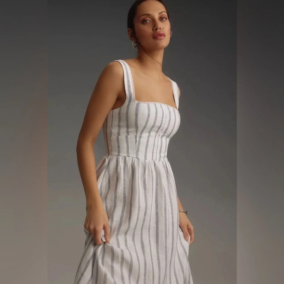 NEW Reformation Tagliatelle Linen Dress size 12 B2085 - Picture 3 of 7